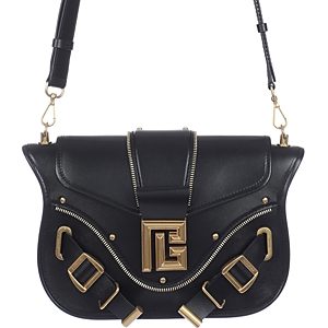 Balmain Blaze Monogram Box Leather Small Shoulder Bag- 4547486