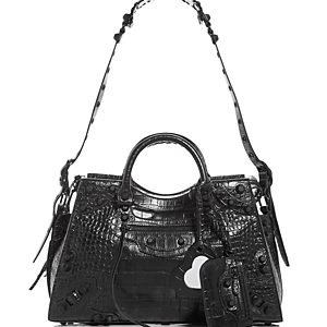 Balenciaga Neo Cagole City Croc Embossed Leather Handbag- 4577358