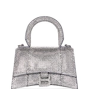 Balenciaga Hourglass Embellished Suede Top Handle Crossbody- 4452205
