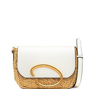 Oscar de la Renta Oath Raffia Nappa Shoulder Bag- 4619332