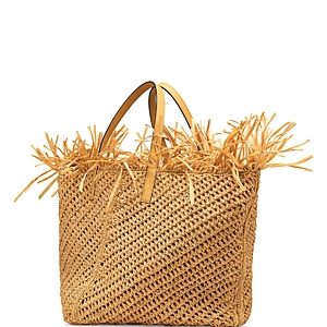 Oscar de la Renta Square Medium Crochet Raffia Tote- 4726713