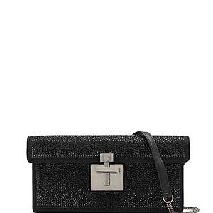 Oscar de la Renta Slim Alibi Crystal Pave Satin Mini Bag- 4726709