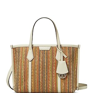 Tory Burch Perry Small Striped Raffia Tote- 4755468