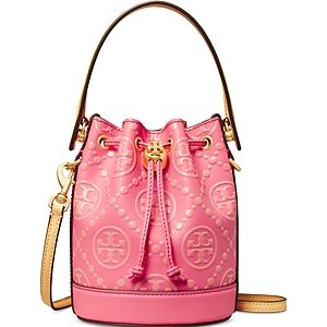 Tory Burch Mini T Monogram Contrast Embossed Bucket Bag- 4667862
