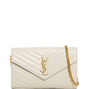 Saint Laurent Monogram Quilted Leather Chain Wallet- 4165966
