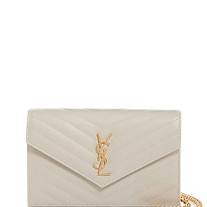 Saint Laurent Cassandre Envelope Quilted Leather Chain Wallet- 4833713