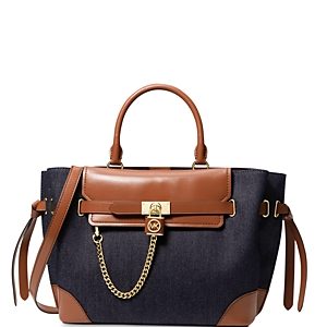 Michael Michael Kors Hamilton Legacy Large Belted Denim Satchel- 4836651