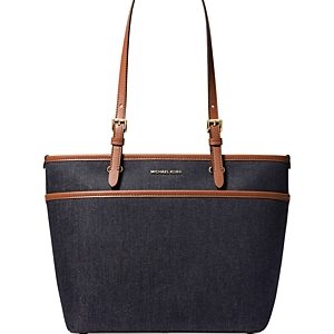 Michael Michael Kors Winston Medium Denim Top Zip Pocket Tote- 4837439