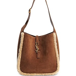 Saint Laurent Small Le 5 a 7 Supple Suede & Shearling Shoulder Bag- 4827032
