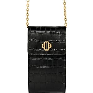 Maje Croc-Embossed Leather Chain Phone Pouch- 4795197