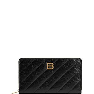 Balenciaga Crush Continental Quilted Leather Wallet- 4804687