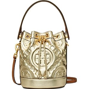 Tory Burch T Monogram Metallic Puffy Mini Bucket Bag- 4863534