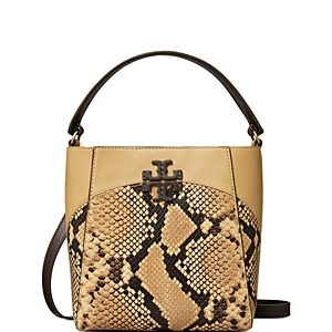 Tory Burch McGraw Small Snake Embossed Bucket Bag- 4863328