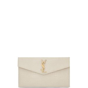 Saint Laurent Uptown Pouch in Crocodile-Embossed Shiny Leather- 4926915
