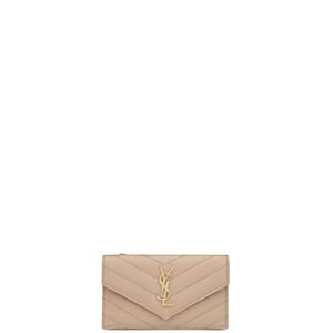 Saint Laurent Cassandre Matelasse Fragments Flap Card Case in Grain De Poudre Embossed Leather- 4926918