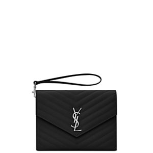 Saint Laurent Cassandre Matelasse Flap Pouch in Quilted Grain De Poudre Embossed Leather- 4926863