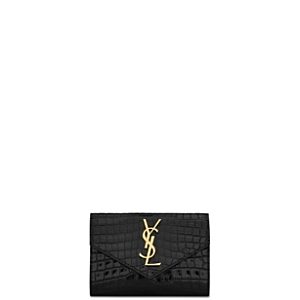 Saint Laurent Cassandre Small Envelope Wallet in Shiny Crocodile-Embossed Leather- 4926853