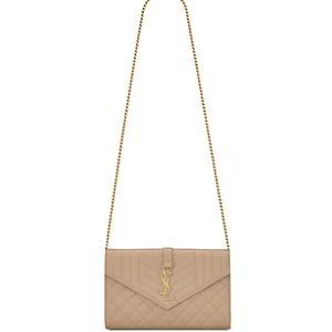 Saint Laurent Envelope Chain Wallet in Mix Matelasse Grain De Poudre Embossed Leather- 4937471