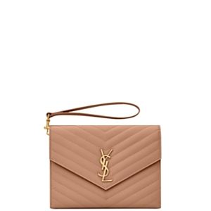 Saint Laurent Cassandre Matelasse Flap Pouch in Quilted Grain De Poudre Embossed Leather- 4937473