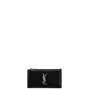 Saint Laurent Cassandre Fragments Zipped Card Case in Shiny Leather- 4937464