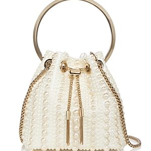Jimmy Choo Bon Bon Imitation Pearl Embellished Bucket Bag- 4899375