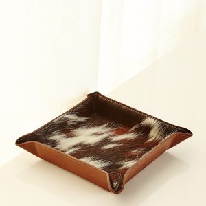 Calf Hair Valet Tray, Brown Pattern- sku175040629