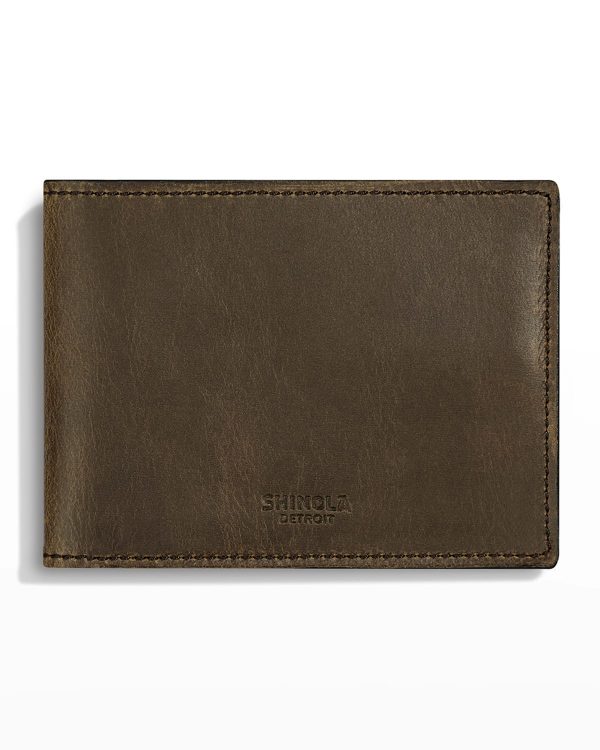 Men's Slim Leather Bi-Fold Wallet- sku182330893