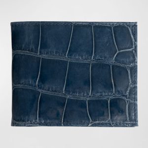 Slim Alligator Bi-Fold Monogram Wallet- sku200980130