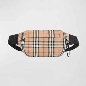 Men's Vintage Check Nylon Belt Bag/Fanny Pack- sku186830513