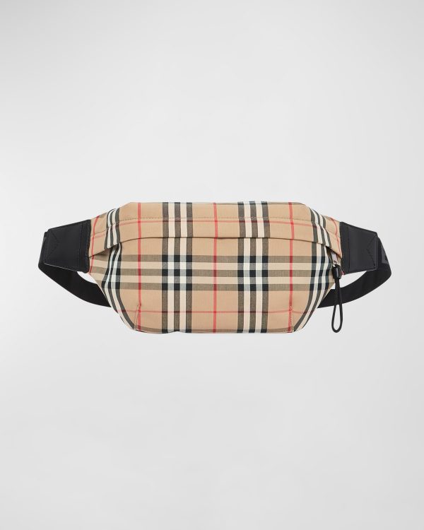 Men's Vintage Check Nylon Belt Bag/Fanny Pack- sku186830513