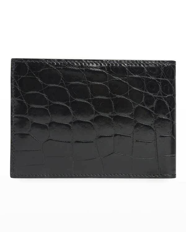Men's Bi-Fold Crocodile Leather Wallet- sku190190455