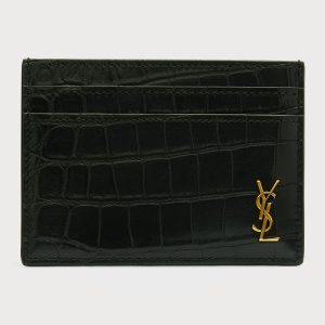 Men's YSL Monogram Croc-Embossed Card Case- sku190400284