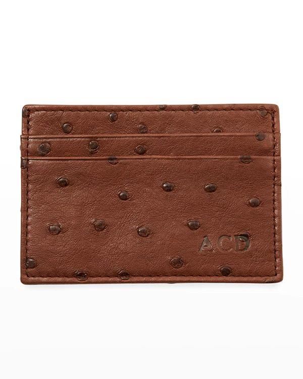 Men's Flat Ostrich Card Case- sku190850031