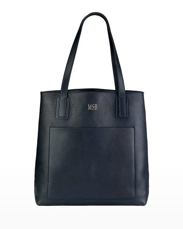 Metro Pebble Grain Leather Tote Bag, Personalized- sku194170011