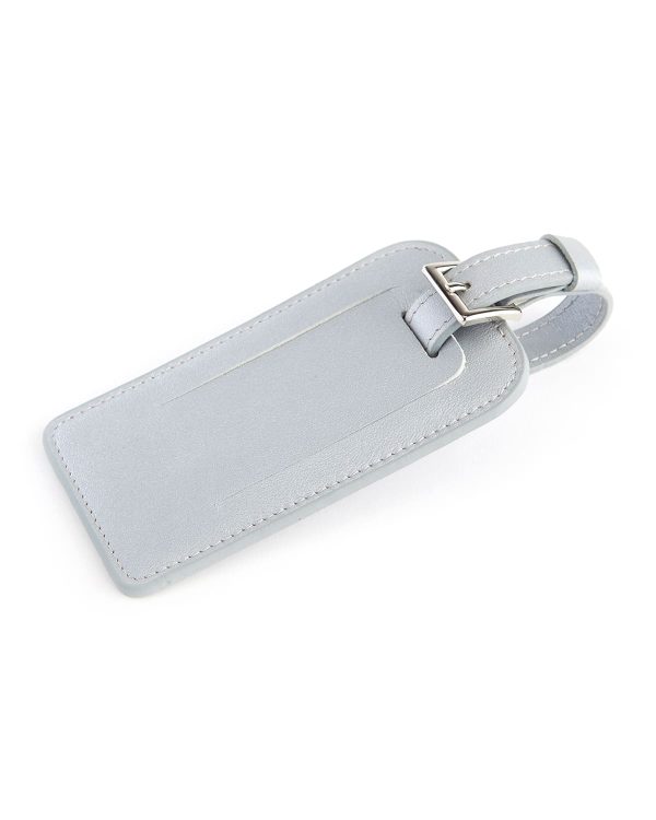 Leather Luggage Tag with Silver Hardware- sku194660513