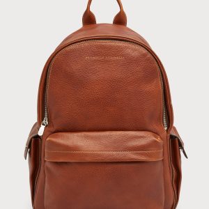 Men's Grained Leather Backpack- sku201480104