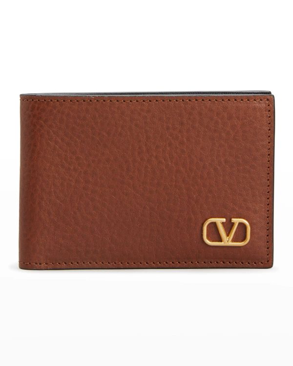 Men's V-Logo Leather Billfold Wallet- sku207962447