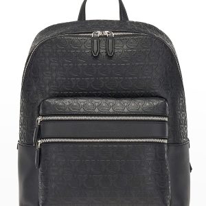 Men's Gancini-Embossed Travel Leather Backpack- sku208451655