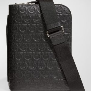 Men's Travel Gancini-Embossed Leather Shoulder Bag- sku208451812