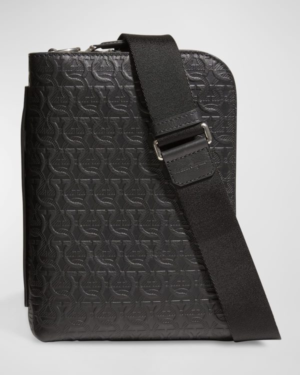 Men's Travel Gancini-Embossed Leather Shoulder Bag- sku208451812