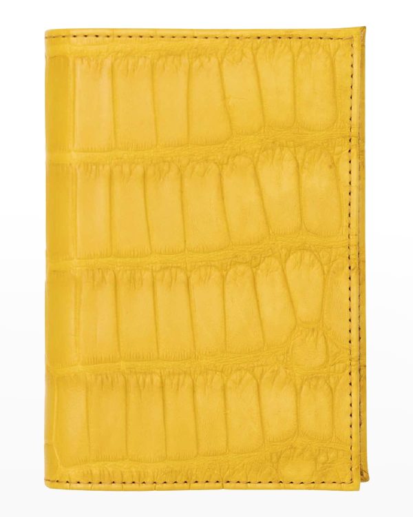 Polished Matte Alligator Passport Holder- sku210102184