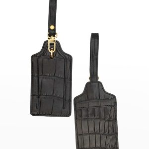 Two Polished Matte Alligator Luggage Tag Set- sku210100122