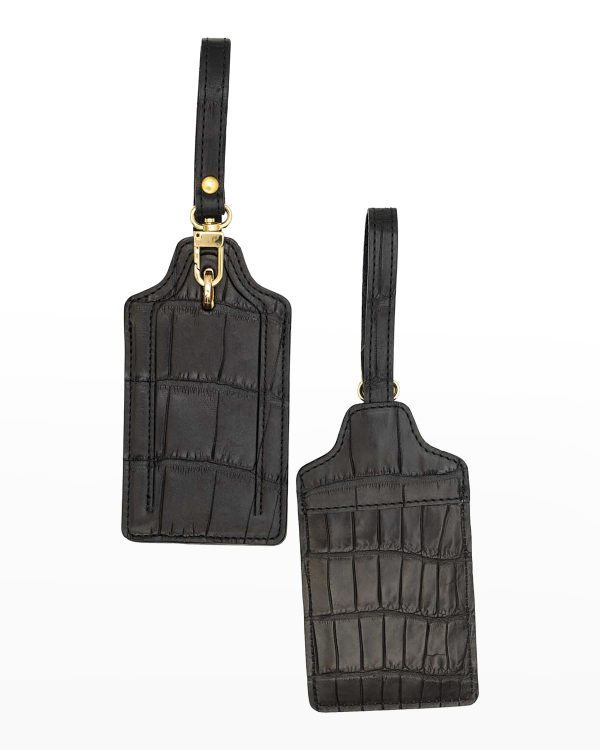 Two Polished Matte Alligator Luggage Tag Set- sku210100122