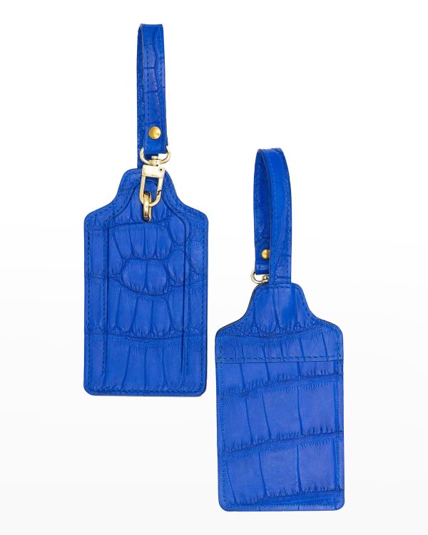Two Polished Matte Alligator Luggage Tag Set- sku210100152