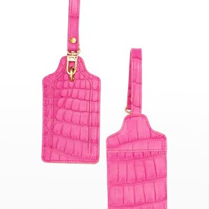 Two Polished Matte Alligator Luggage Tag Set- sku210100153
