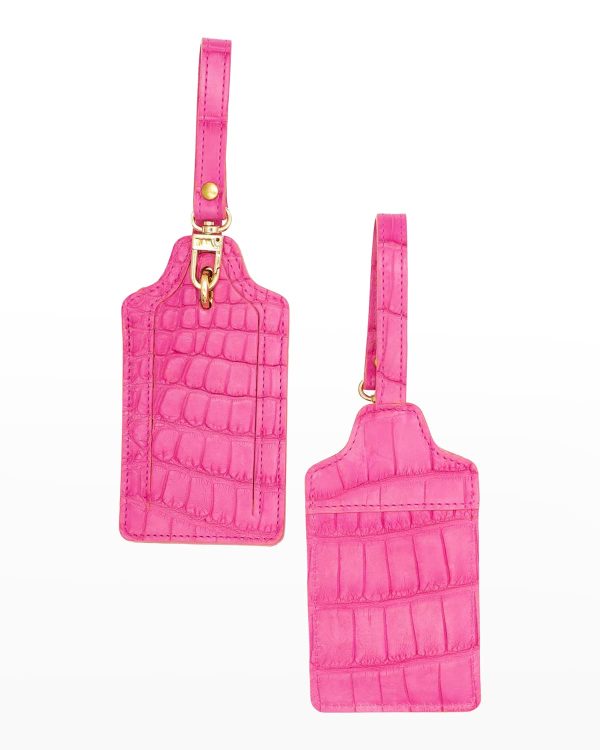 Two Polished Matte Alligator Luggage Tag Set- sku210100153