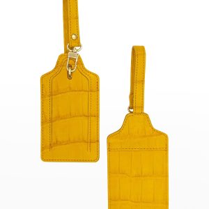 Two Polished Matte Alligator Luggage Tag Set- sku210100154