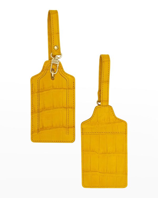 Two Polished Matte Alligator Luggage Tag Set- sku210100154