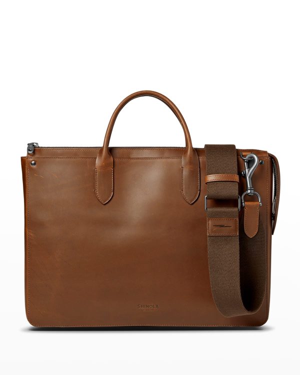 Men's Slim Traveler Leather Briefcase- sku210950472