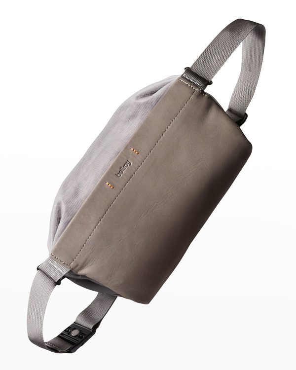 Men's Mini Sling Premium Leather & Nylon Belt Bag- sku210320417